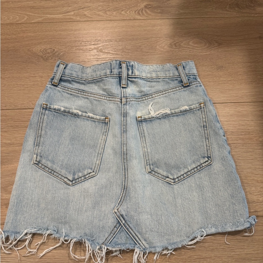 Agolde Light Blue Distressed Mini Skirt - Picture 3 of 3